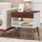 Walnut White Nightstand Engineered Wood Rubber Wood 1 Drawer 2 Open Shelves